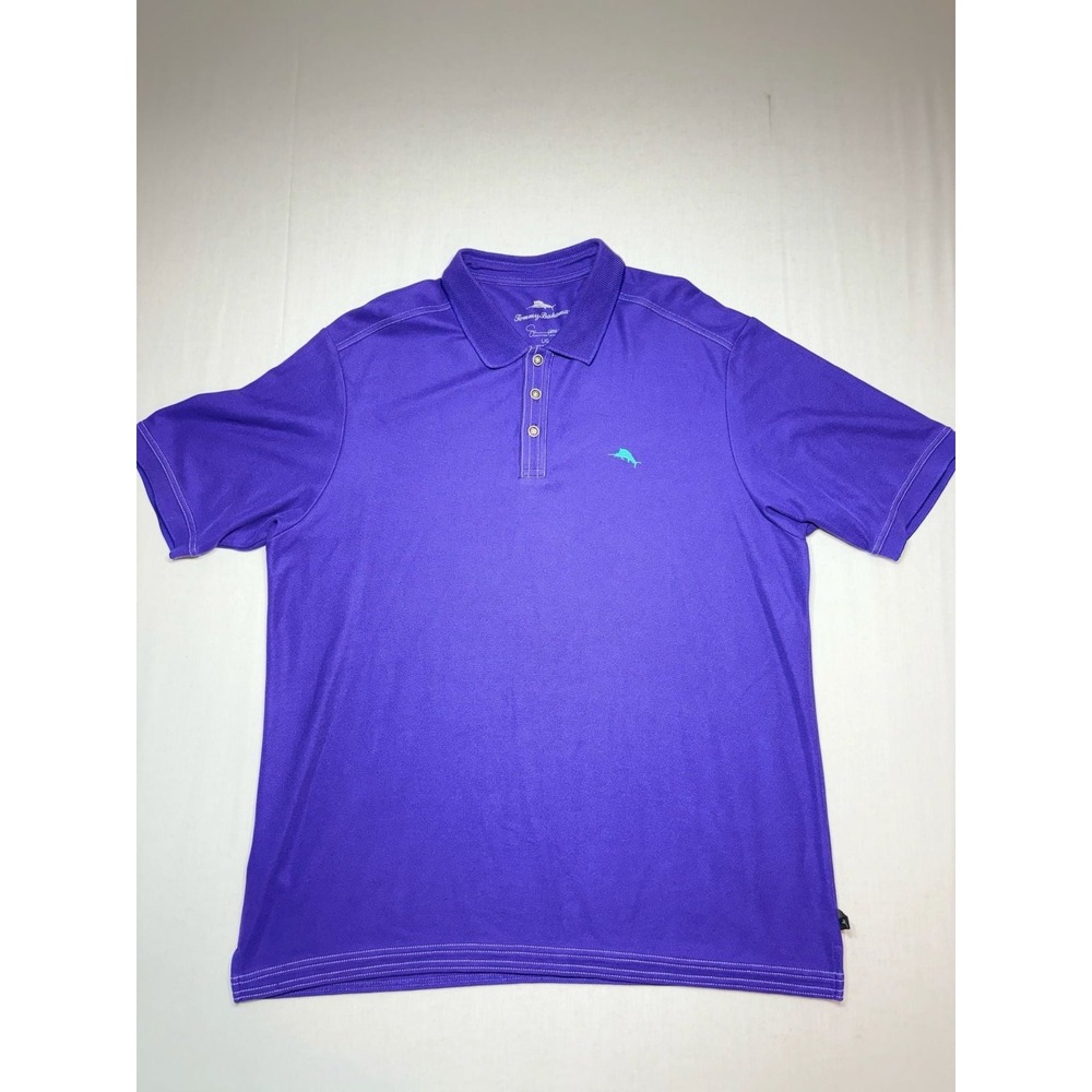 Tommy Bahama Supima Cotton Polo Shirt Mens Large Purple Short Sleeve Marlin Logo